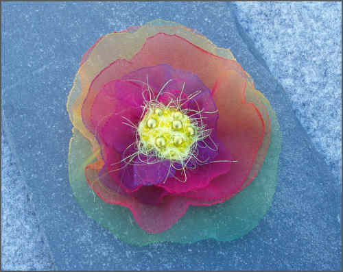 Farvemix organza blomst med fibre